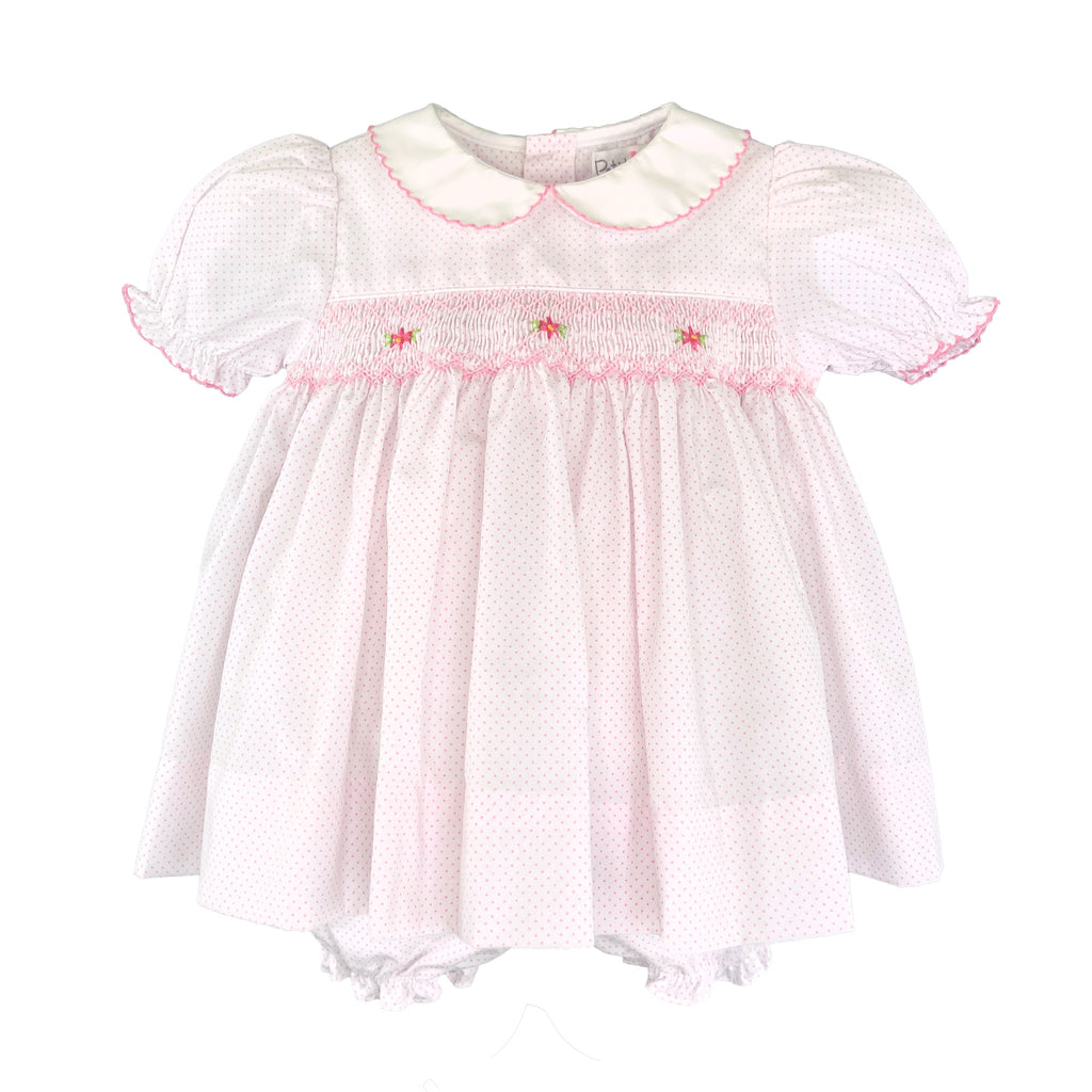 Petit Ami Girls Infants Dress Polka Dots Smocking Flowers Diaper Cover The Plaid Giraffe Childrens Boutique