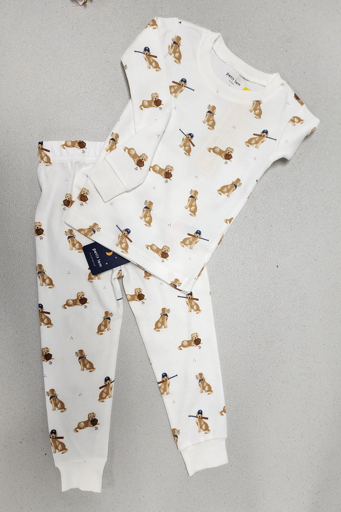 Petit Lem Boys Girls Infants Toddlers Kids Juniors Pajamas Sleepwear Nightwear Dogs Puppies Golden 100% Organic Cotton The Plaid Giraffe Children's Boutique