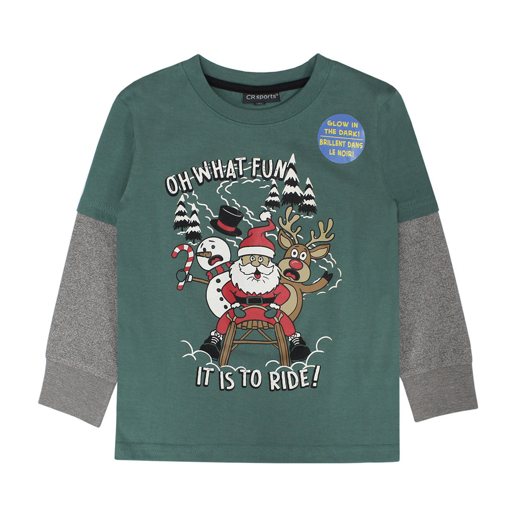 CR Sports Boys Toddlers Kids Juniors Shirt 100% Cotton Santa Christmas Reindeer Snowman Holiday The Plaid Giraffe Childrens Boutique