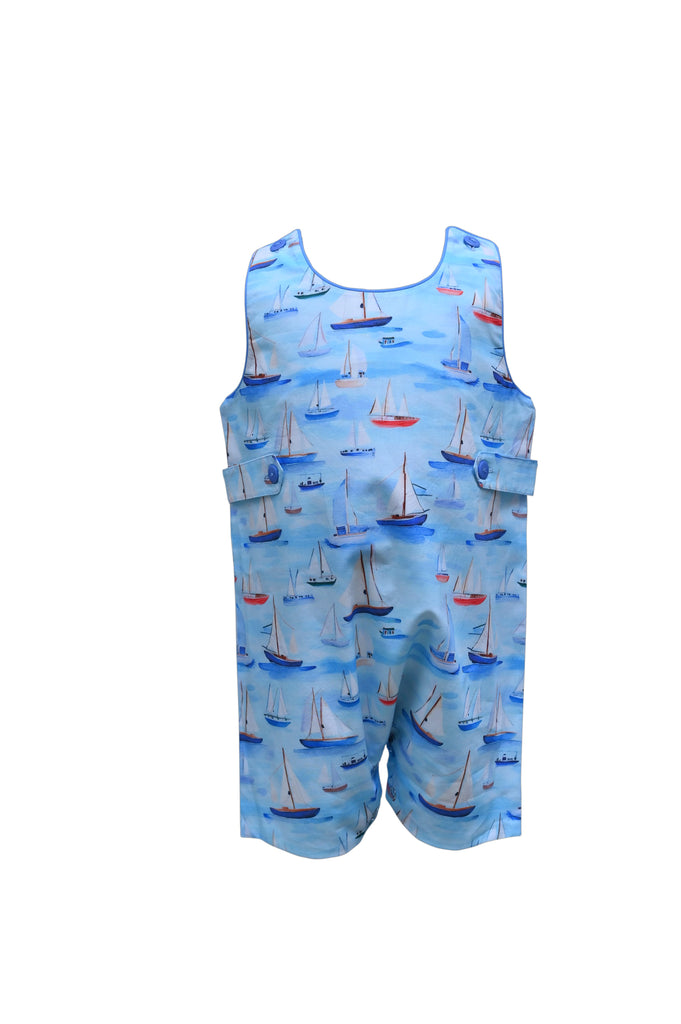 Cotton Kids Girls Boys Infants Toddlers Kids Juniors  Romper Sailboats 100% Cotton The Plaid Giraffe Children's Boutique