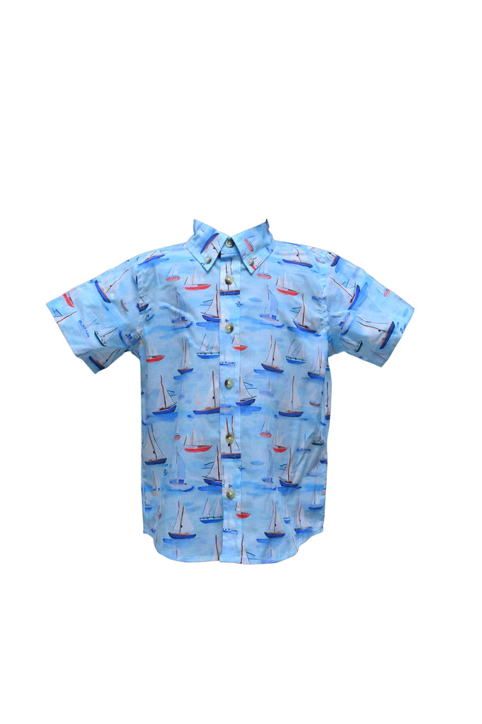 Cotton Kids Girls Boys Infants Toddlers Kids Juniors  Shirt Sailboats 100% Cotton The Plaid Giraffe Children's Boutique