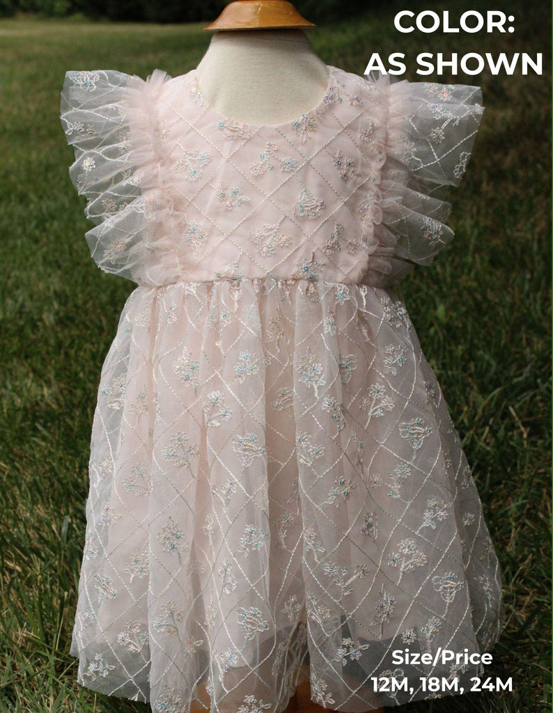 Joan Calabrese By Macis Design Dress Sequins Embroidered Flowers Tulle Easter Holiday Special Occasion Celebrations The Plaid Giraffe Childrens Boutique