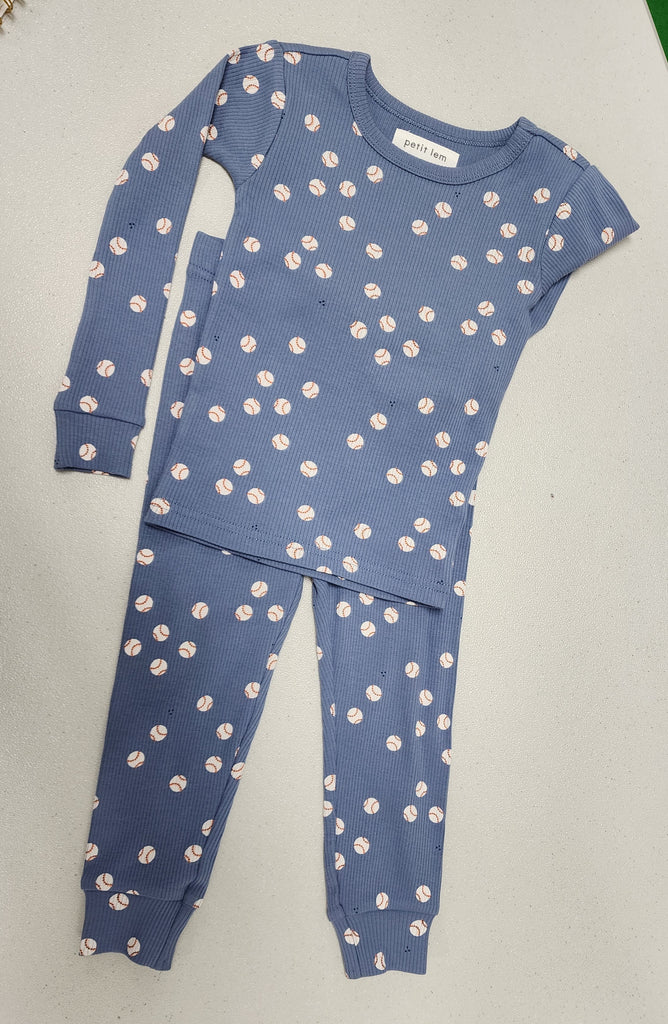 Petit Lem Boys Girls Infants Toddlers Kids Juniors Pajamas Sleepwear Nightwear Baseball Sports 100% Organic Cotton The Plaid Giraffe Children's Boutique