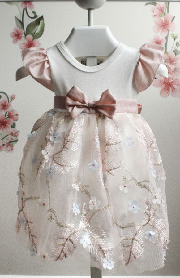 BeBe Gabrielle by Macis Design Girls Infants Dress Romper Special Occasion Holiday Flowers 100% Cotton The Plaid Giraffe Childrens Boutique