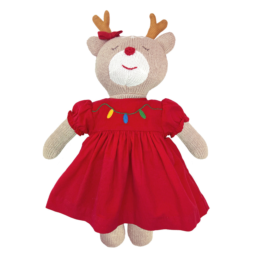 Zubels Boys Girls Unisex Infants Toddlers Kids Knit Reindeer Doll Christmas Lights Corduroy Christmas Holiday The Plaid Giraffe Childrens Boutique