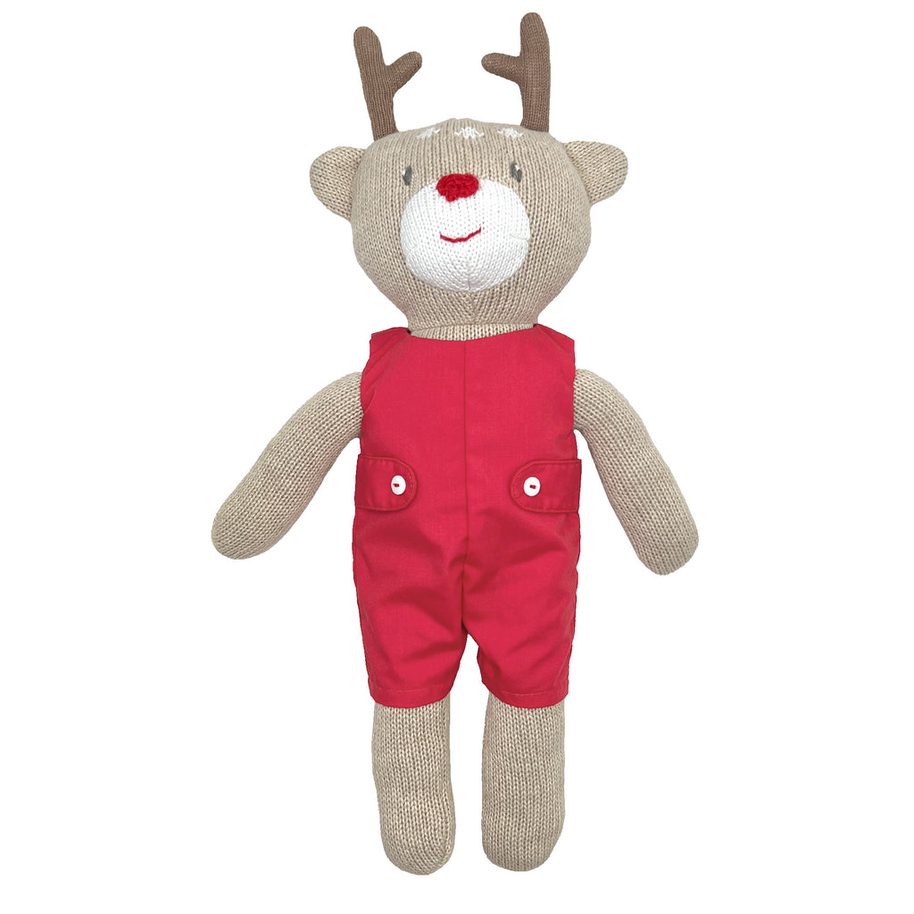 Zubels Boys Girls Unisex Infants Toddlers Kids Knit Reindeer Doll Romper Christmas Holiday The Plaid Giraffe Childrens Boutique