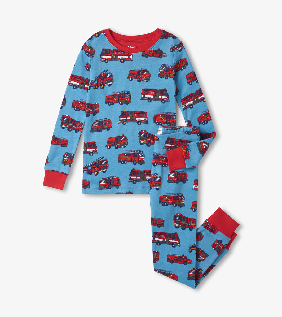 Hatley Girls Boys Toddlers Kids Juniors Pajamas Sleepwear Nightwear 100% Organic Cotton Fire Trucks The Plaid Giraffe Childrens Boutique