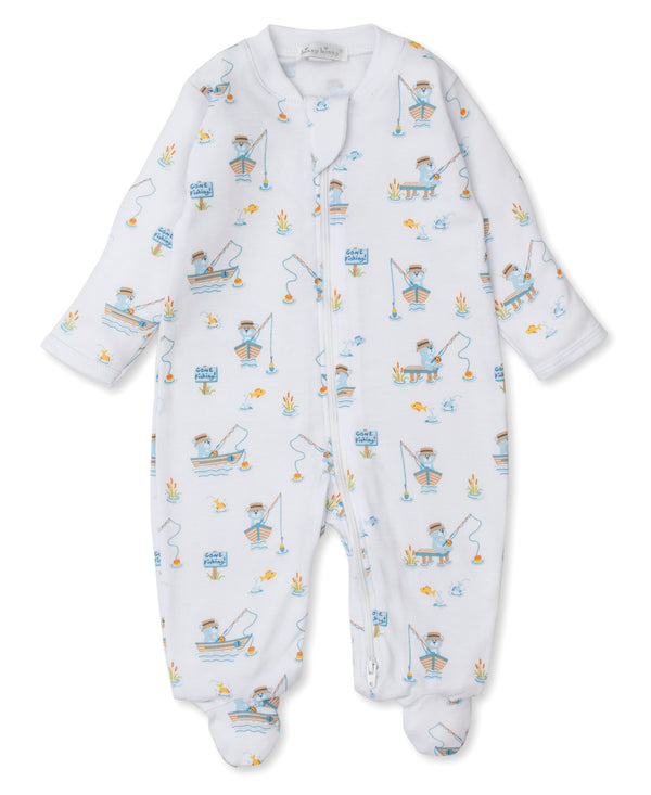Kissy, Kissy Boys Infants Footie Sleeper Sleepwear Nightwear Bear Fishing Sports 100% Pima Cotton The Plaid Giraffe Childrens Boutique