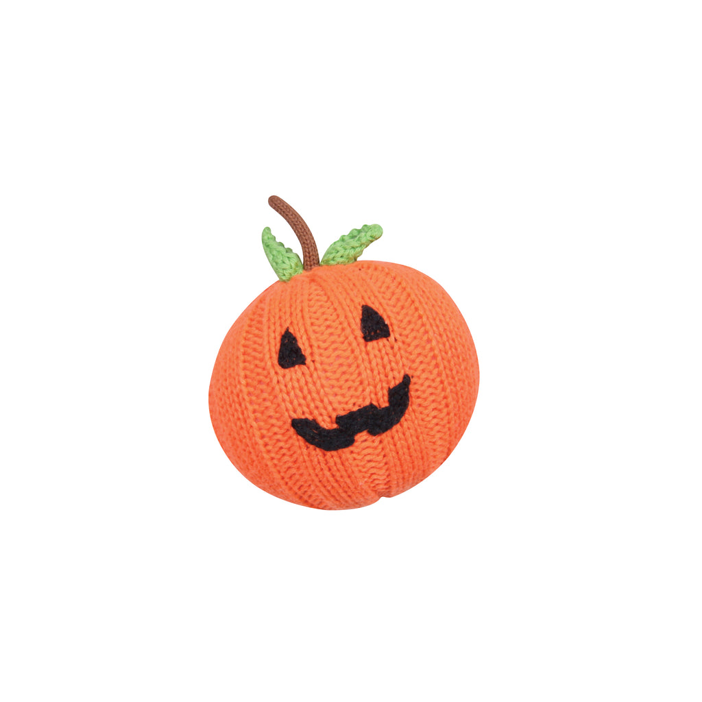Zubels knit rattle pumpkin toy Halloween The Plaid Giraffe Childrens Boutique