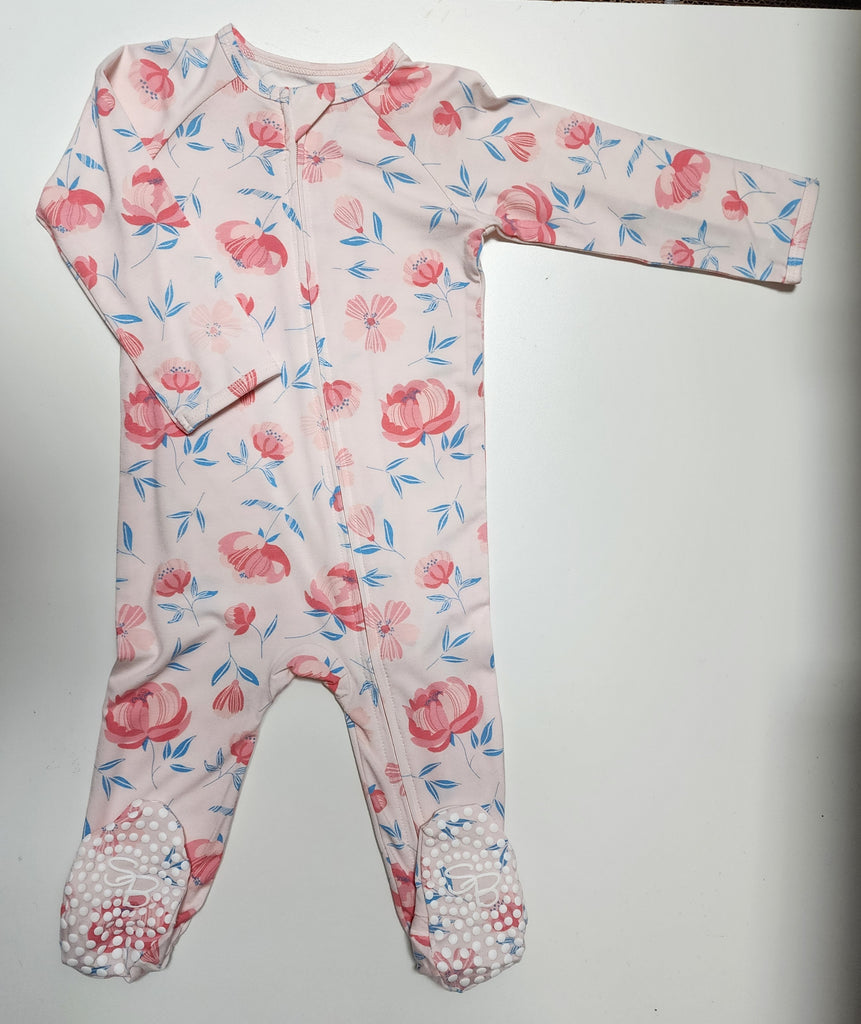 Sweet Bamboo Girls Boys Infants Footie Sleeper Sleepwear Nightwear Bamboo Two-way Zipper Pink Peony Flowers Floral The Plaid Giraffe Childrens Boutique