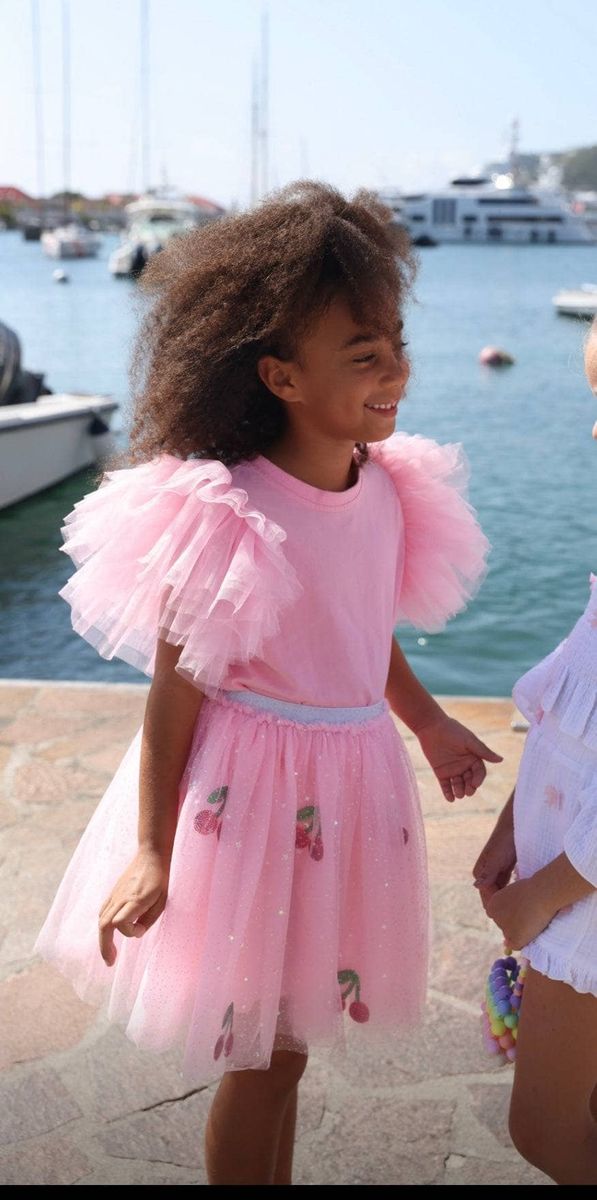 Girls Tulle Sleeve Top – The Plaid Giraffe