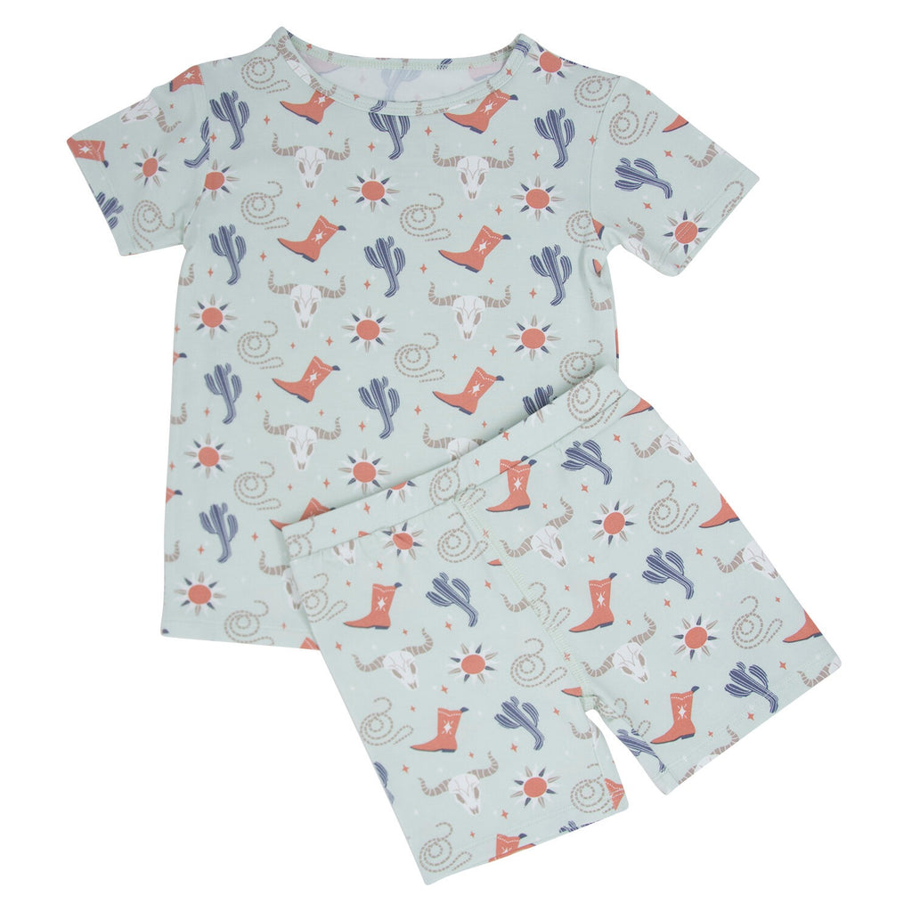 Sweet Bamboo Boys Girls Infants Toddlers Kids Juniors Short Pajamas Sleepwear Nightwear Western Theme Cactus Cowboy Boots Bamboo The Plaid Giraffe Children's Boutique
