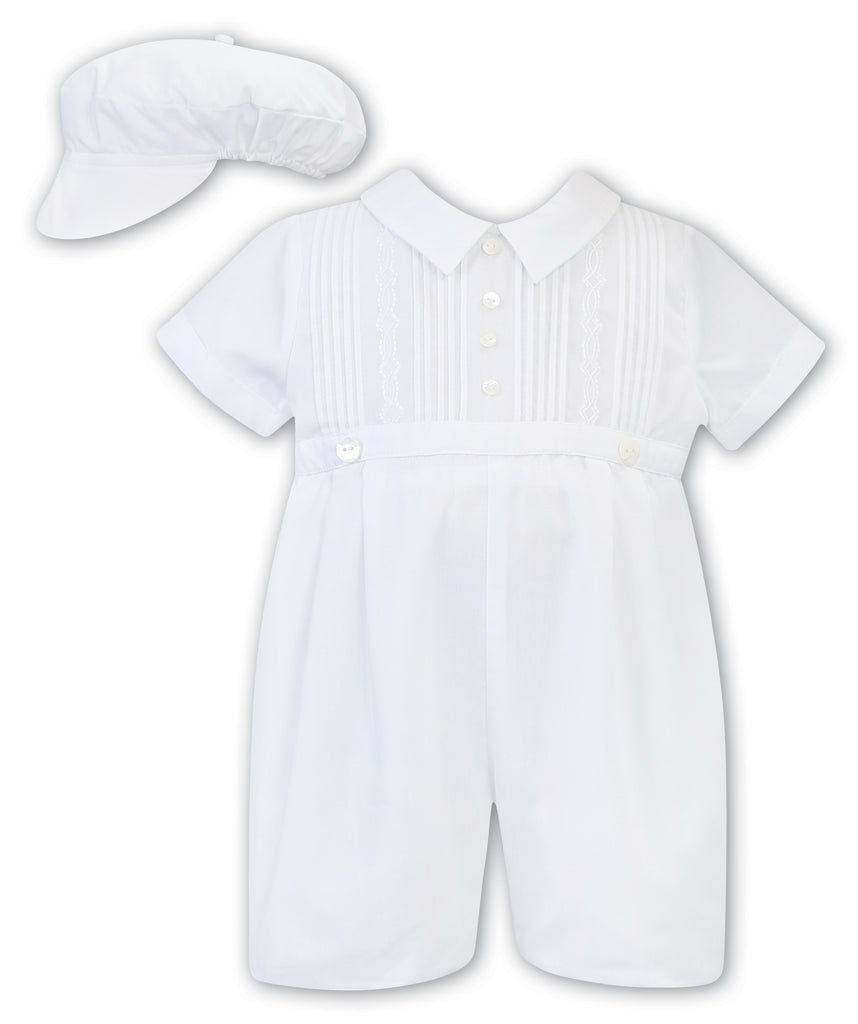 Sarah Louise Boys Infants Christening Romper Hat Cap The Plaid Giraffe Childrens Boutique