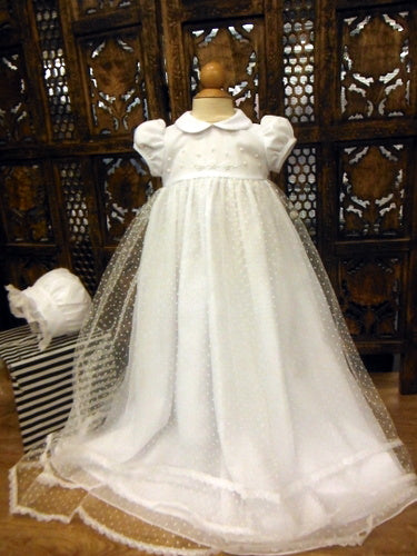 Will' Beth Girls Infants Christening Dress Gown Bonnet Swiss Dot The Plaid Giraffe Childrens Boutique