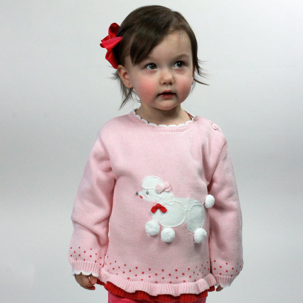Zubels Girls Infants Toddlers Sweater Poodle Dogs The Plaid Giraffe Childrens Boutique
