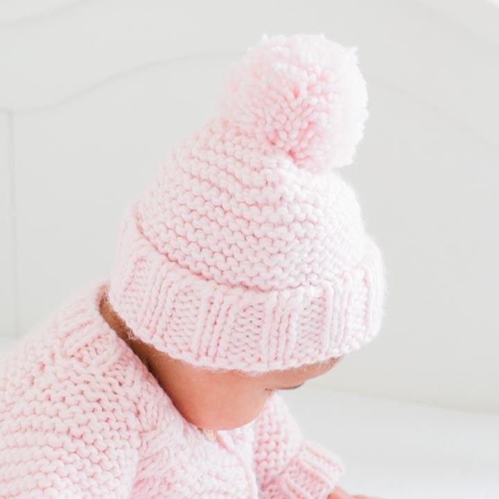 Natural Garter Stitch Knit Bonnet - Huggalugs