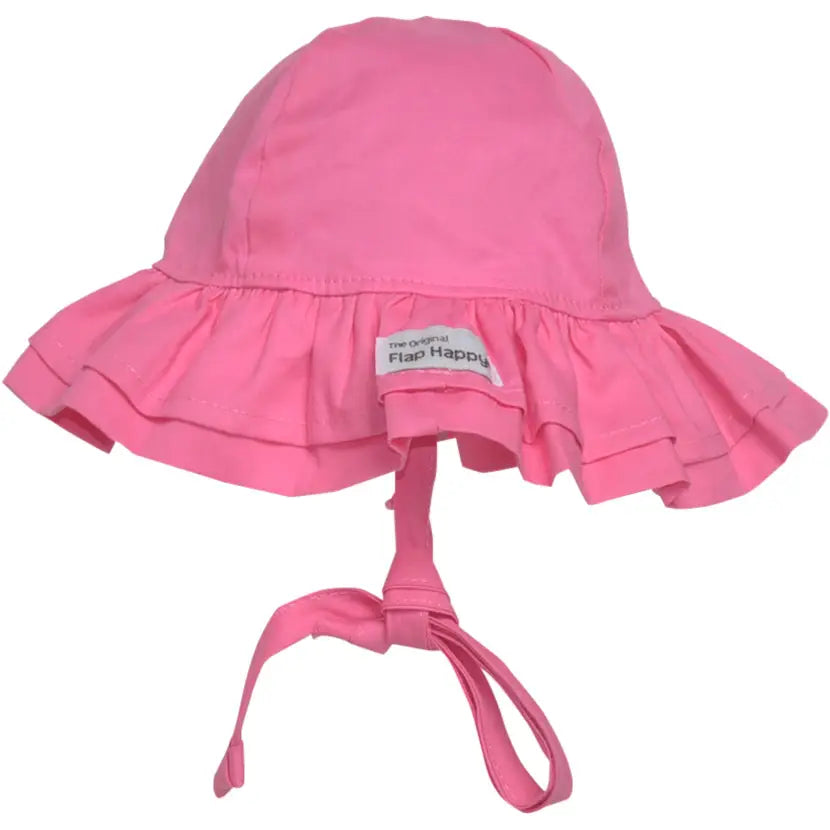 Flap Happy Girls Infants Toddlers Tie Hat Double Ruffle The Plaid Giraffe Childrens Boutique