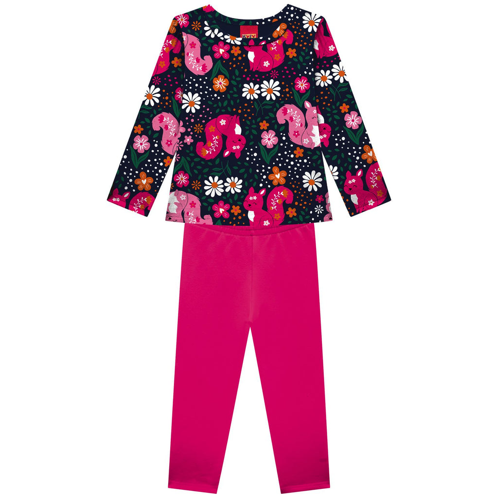 2 Piece Girls L/S Squirrel Top & Leggings