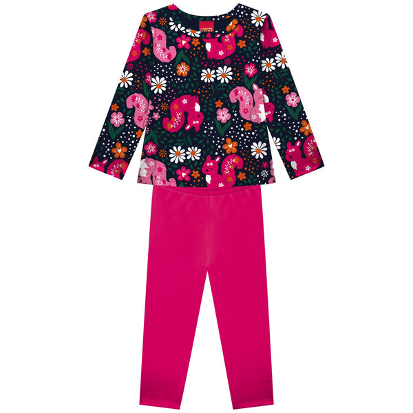 2 Piece Girls L/S Squirrel Top & Leggings
