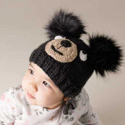 Huggalugs Boys Infants Toddlers Kids Juniors Hats Knit Black Bear Pom Pom The Plaid Giraffe Childrens Boutique