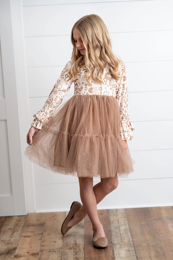 Girls Woodland Deer Tulle Dress