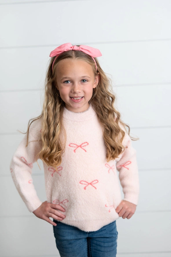 Oopsie Daisy Girls Toddlers Kids Juniors Fuzzy Sweater Bows The Plaid Giraffe Children's Boutique