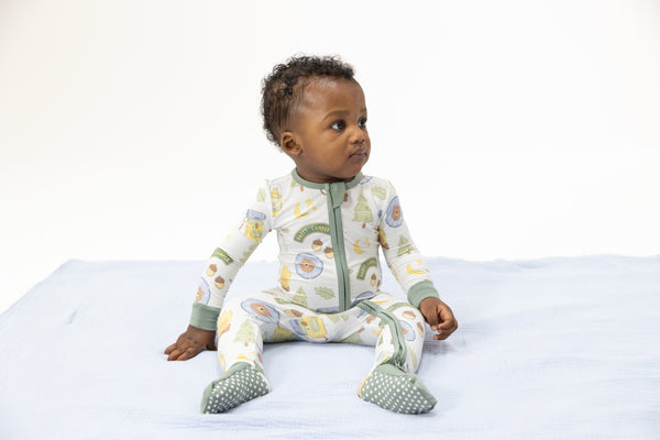 Angel Dear Girls Boys Unisex Infants Toddlers Kids Convertible Footie Sleeper Sleepwear Nightwear Romper Camping Vacation Forest Two-way Zipper Bamboo The Plaid Giraffe Children's Boutique