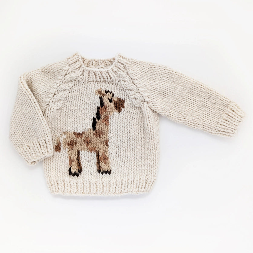 Huggalugs Girls Boys Unisex Infants Toddlers Kids Juniors Sweater Giraffe Jungle Animals Recycled Polyester The Plaid Giraffe Children's Boutique