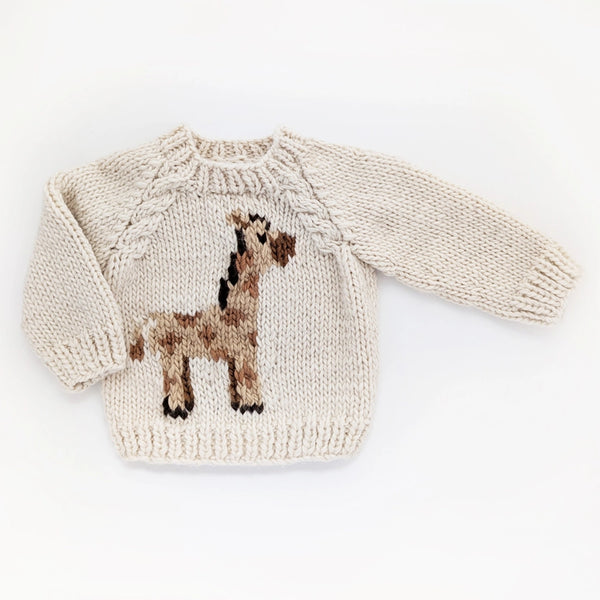 Huggalugs Girls Boys Unisex Infants Toddlers Kids Juniors Sweater Giraffe Jungle Animals Recycled Polyester The Plaid Giraffe Children's Boutique
