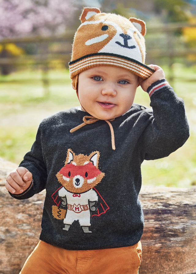 Mayoral Boys Infants Toddlers Sweater Forest Animals Fox Raccoon Superhero The Plaid Giraffe Childrens Boutique
