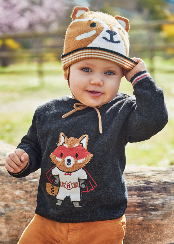 Mayoral Boys Infants Toddlers Sweater Forest Animals Fox Raccoon Superhero The Plaid Giraffe Childrens Boutique