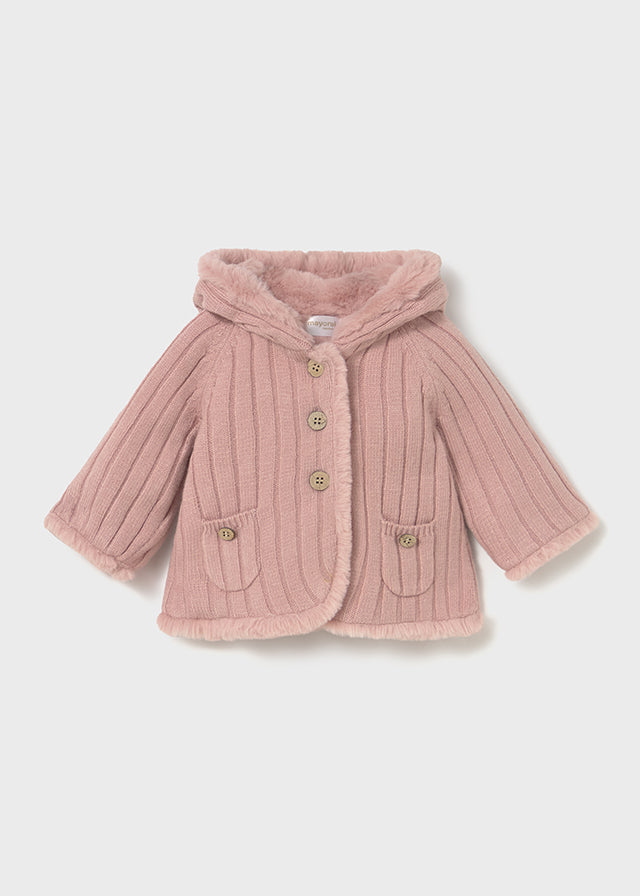 Girls Faux Fur Lined Sweater Jacket