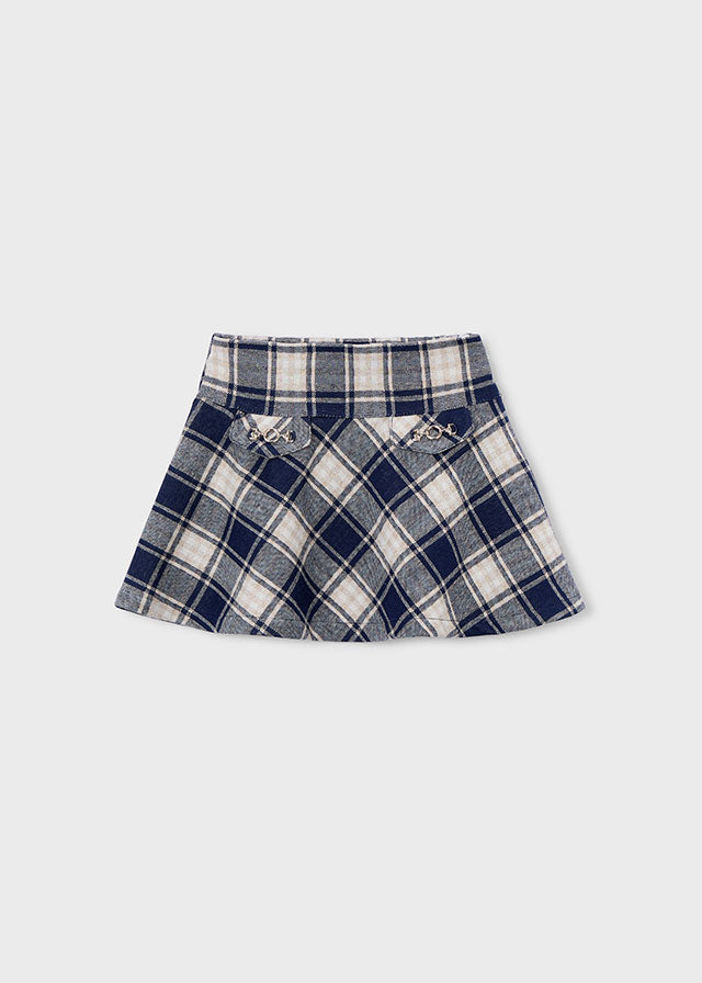 Girls Navy/Beige Plaid Skirt
