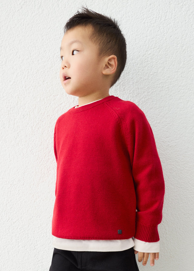 Boys Red Crew Neck Sweater