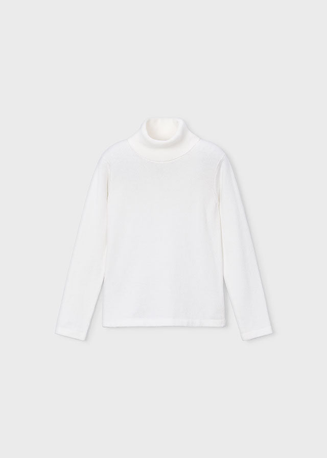 Girls White Turtleneck Sweater - 313