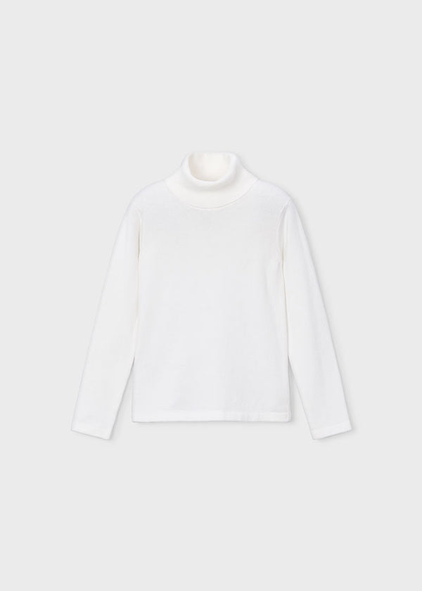 Girls White Turtleneck Sweater - 313