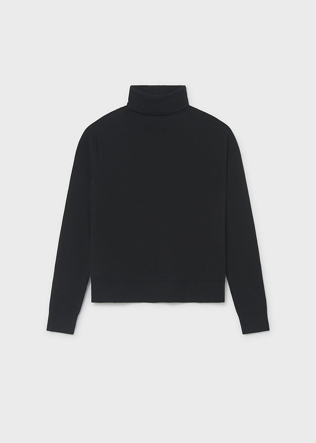 Girls Black Knit Turtleneck - 345