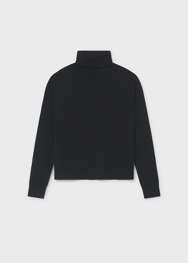 Girls Black Knit Turtleneck - 345