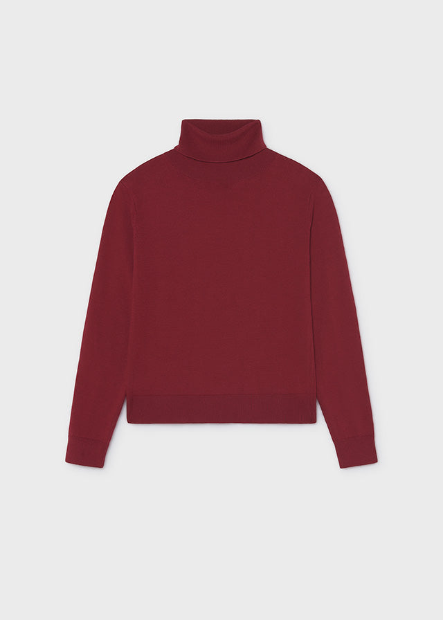 Girls Wine Knit Turtleneck - 345
