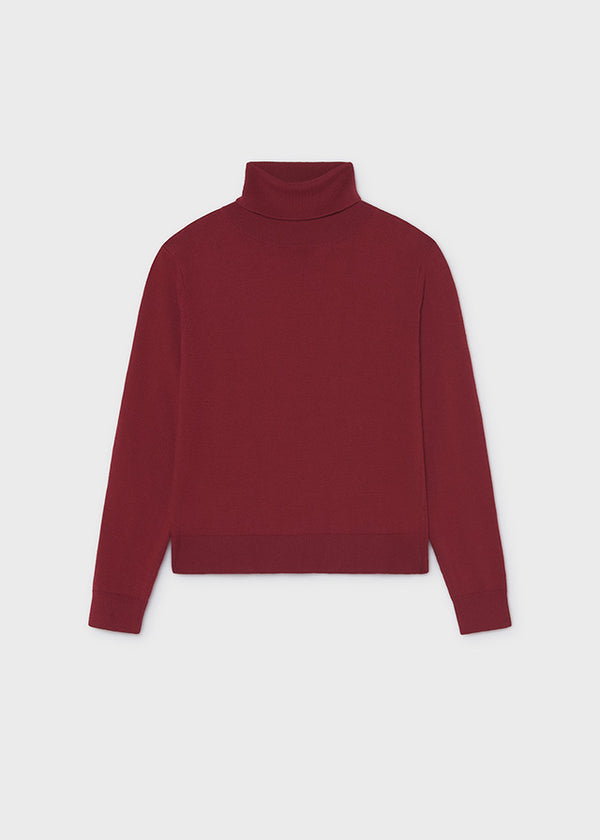 Girls Wine Knit Turtleneck - 345