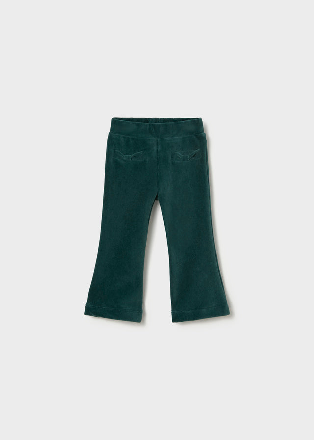 Girls Forest Green Velvet Pants
