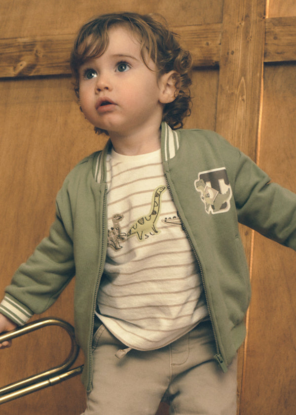 Boys L/S Striped Dino Shirt