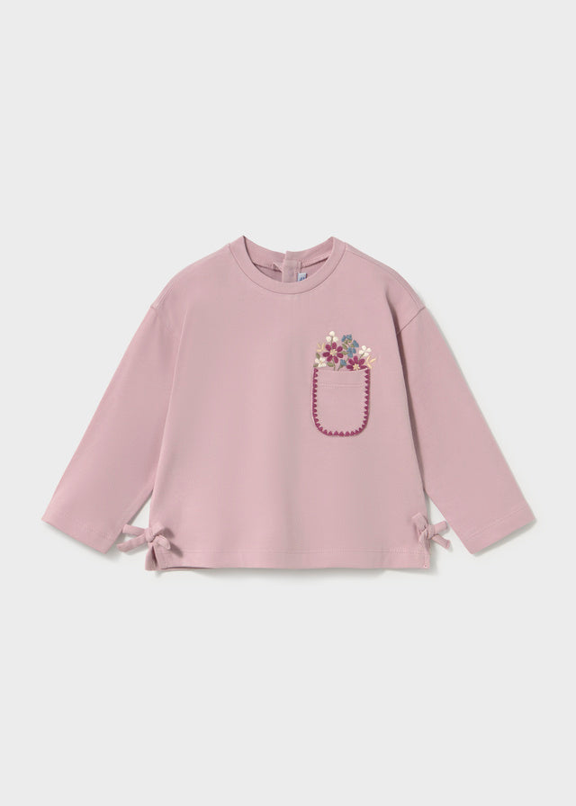 Girls L/S Flower Pocket Top