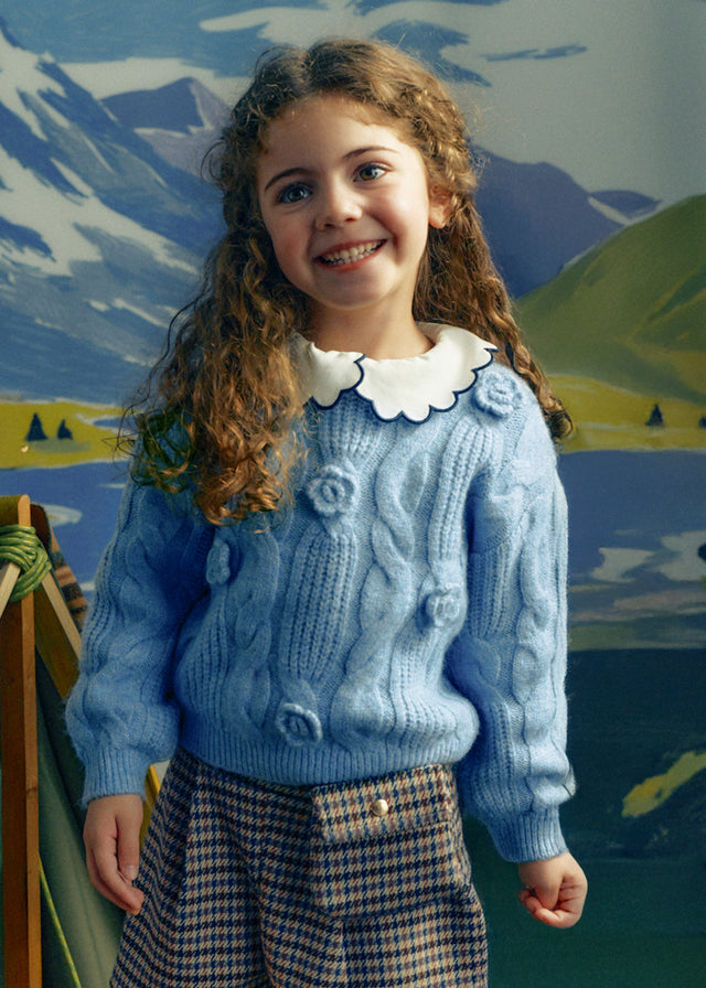 Girls 3D Flower Sweater