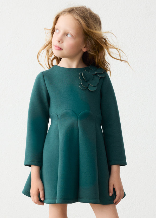 Girls L/S Shoulder Flower Dress