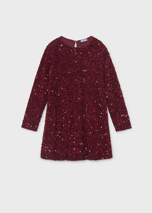 Girls L/S Velvet Sequin Dress