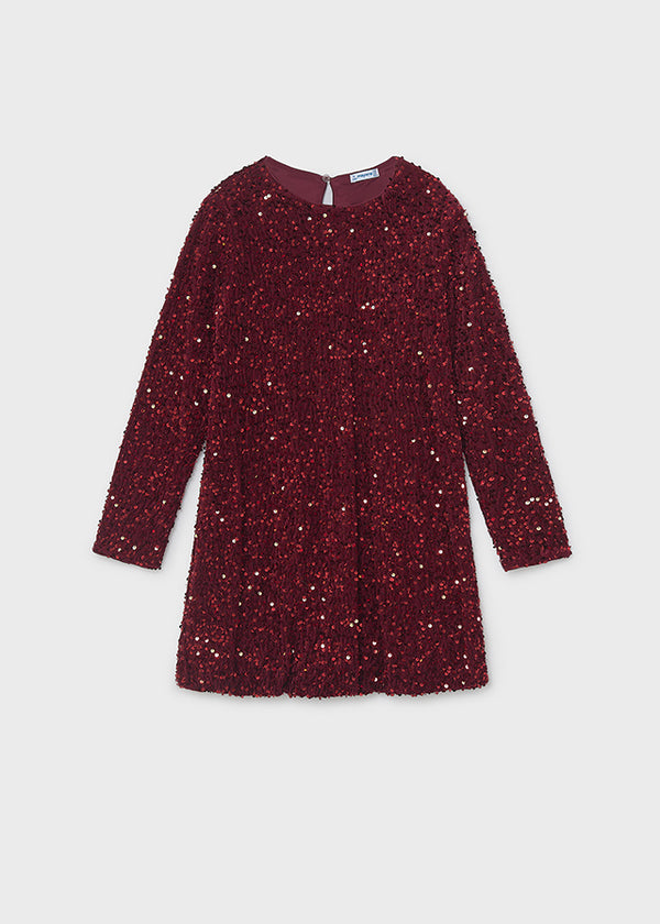 Girls L/S Velvet Sequin Dress