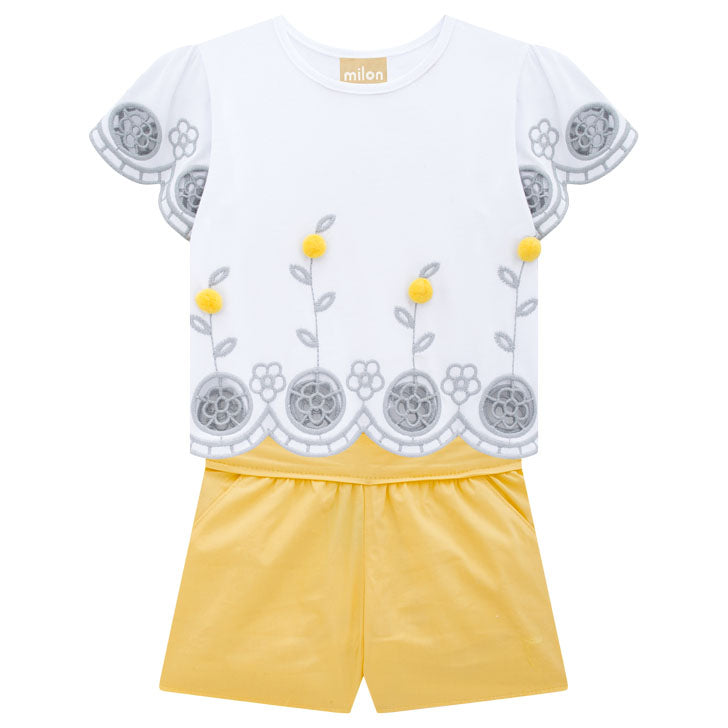 2 Piece Girls Flower Top & Shorts