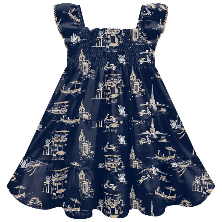 Milon Girls Boys Infants Toddlers Kids Juniors Dress Smocking Venice Print The Plaid Giraffe Childrens Boutique