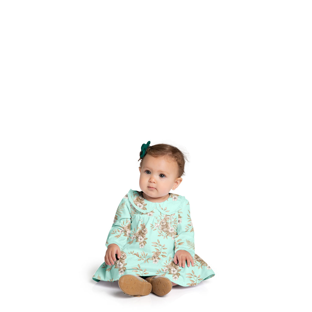 2 Piece Girls L/S Bunny Dress w/Diaper Cover